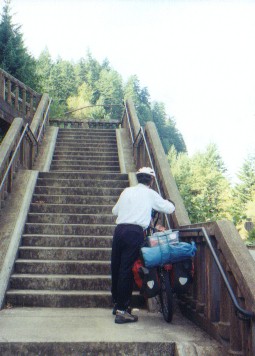 Today there's a staircase to be negotiated on the old Cascade scenic highway.  September 15, 2003.