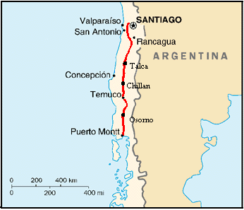 Map of South America's western coast